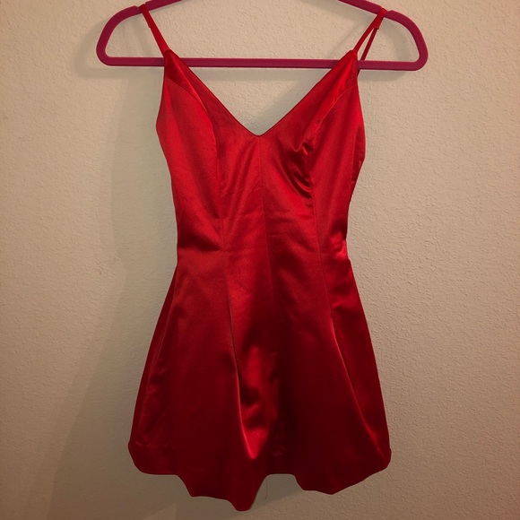 bebe red satin dress